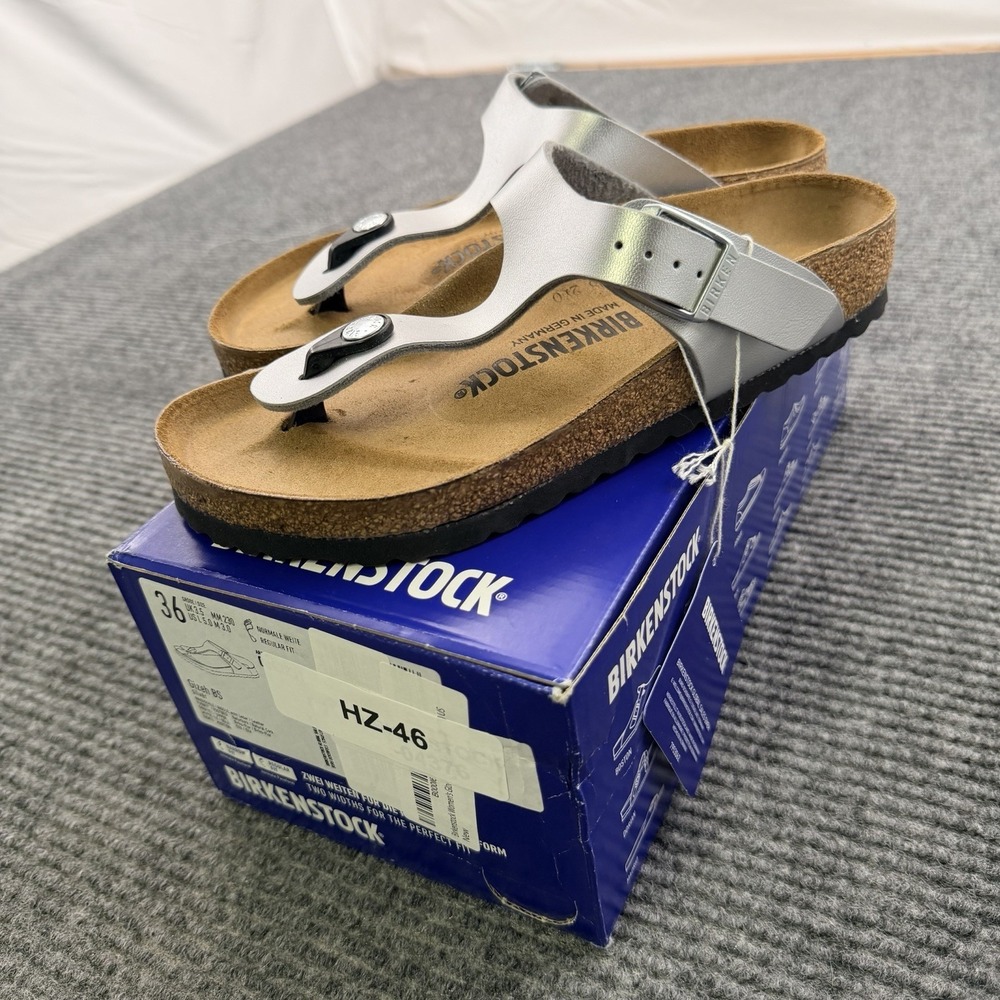 Birkenstock Gizeh BS Thong Sandals Women's Size 5 - Men's 3 Silver‎ New In Box
